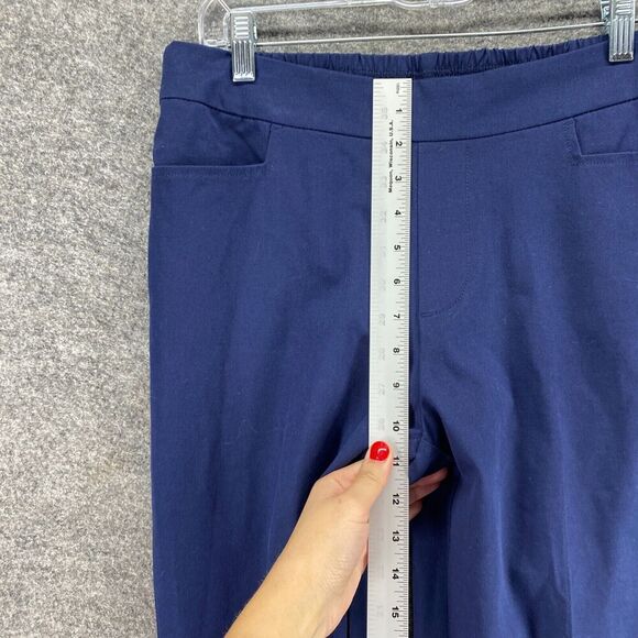Isaac Mizrahi Dress Pants Women 10 Blue Mid Rise Pull On Pleated Elastic Waist - Picture 6 of 11